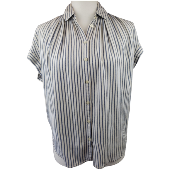 Madewell Central Drapey Shirt in Dalton Stripe Size XXS Oversized - Picture 2 of 10